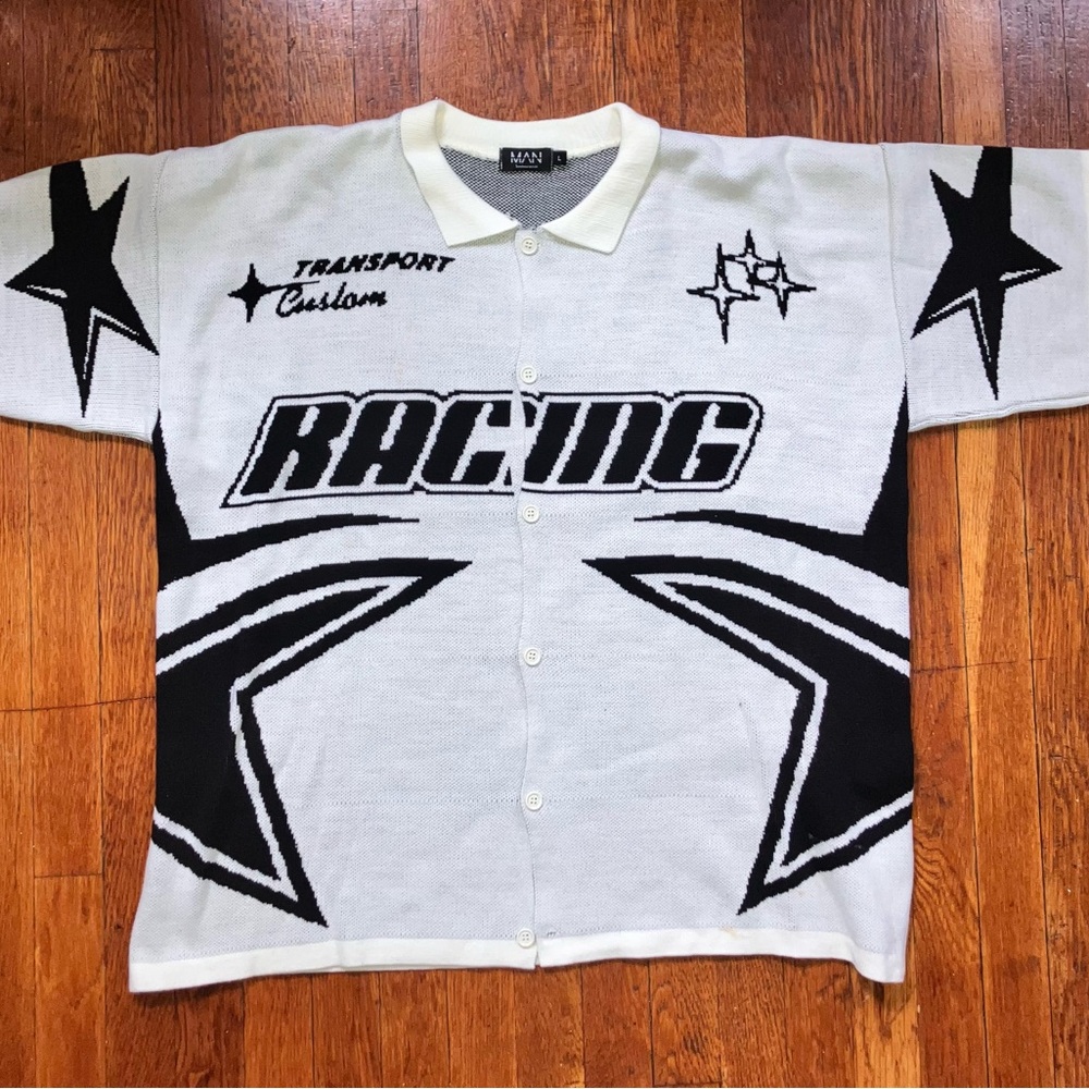 Racing Graphic Button-Up Shirt